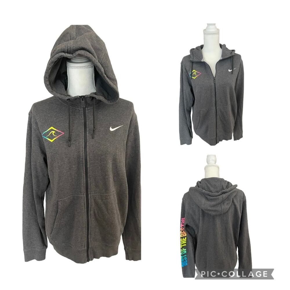Nike Surf Cup BEST OF THE BEST 2015 Mens Full Zip Up Hoodie Gray SZ Medium - GUC